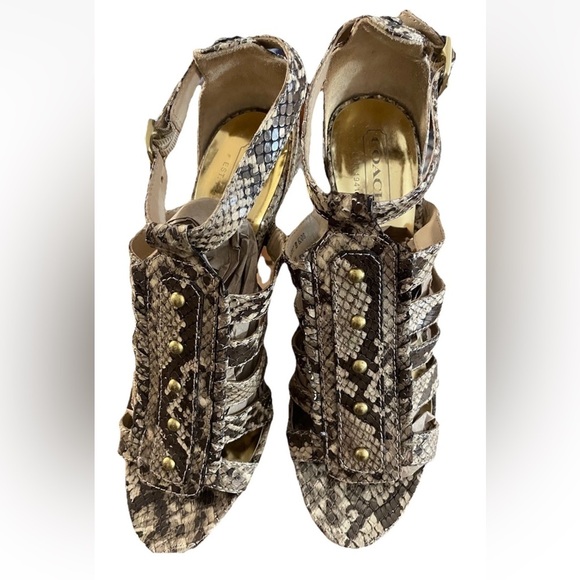 NEW Coach Jenkins Python Strappy Caged Heel Sandals With Studs.‎ Italian Made - Picture 5 of 6